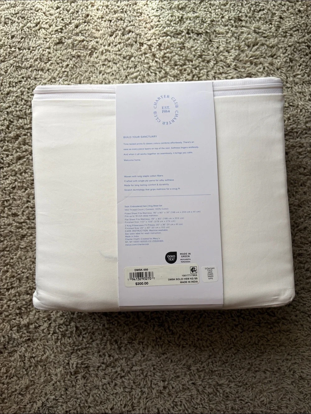 Charter Club King Sheet Set - Picture 3 of 3